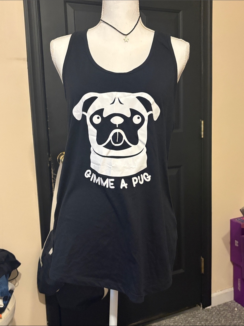 Black Graphic Pug Tank Top - Gimme a Pug